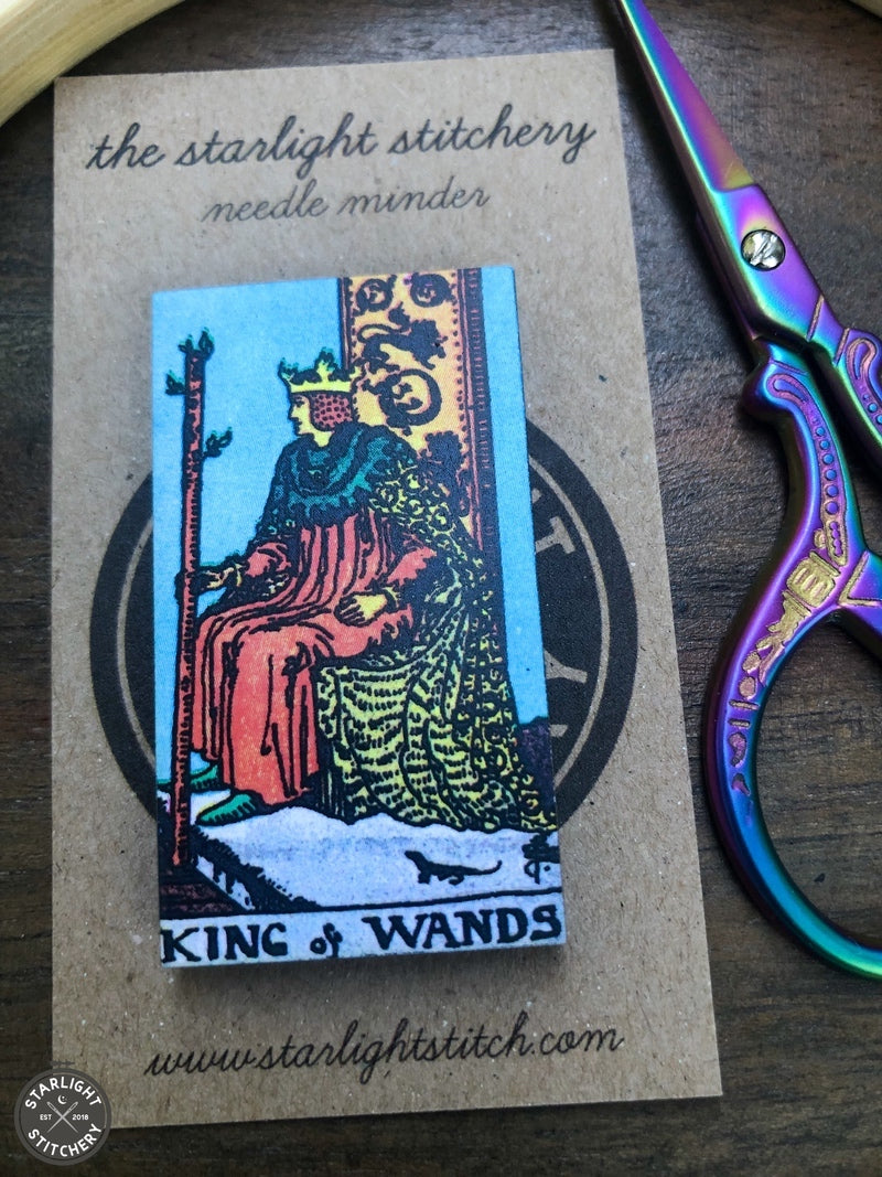 King of Wands Tarot Card - Wooden Needle Minder