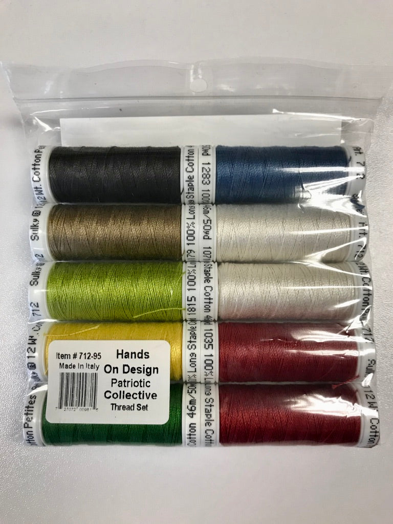12 Wt. Cotton Blendables Petites Thread - Hands on Design "Memorial Day" Pack - 50 yd. Spools - Sulky of America Embroidery Floss