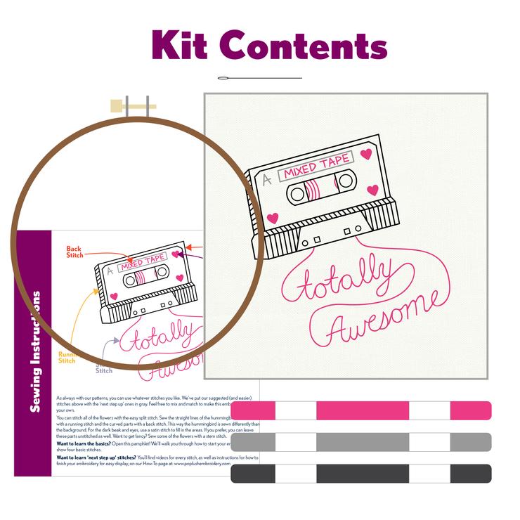 Mixed Tape - PopLush Embroidery - Embroidery Kit