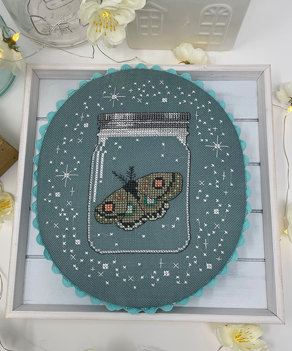 Mason Jar Moth - Tiny Modernist - Cross Stitch Pattern