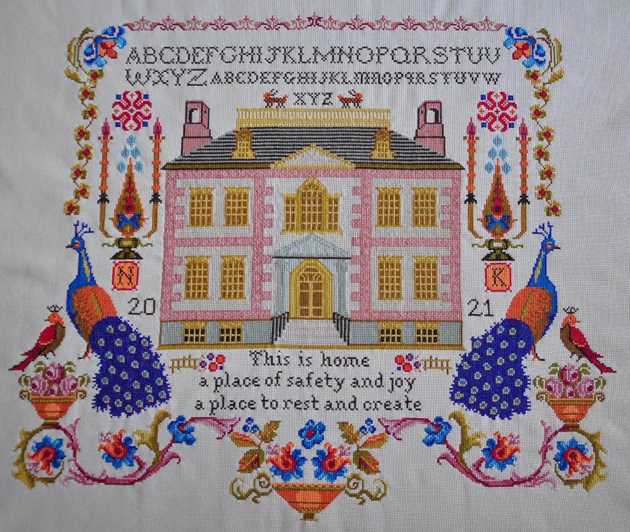 Peacock Sampler -  Twin Peak Primitives - Cross Stitch Pattern