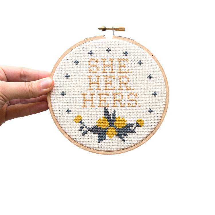 Pronouns "She" - Junebug and Darlin - Cross Stitch Kit