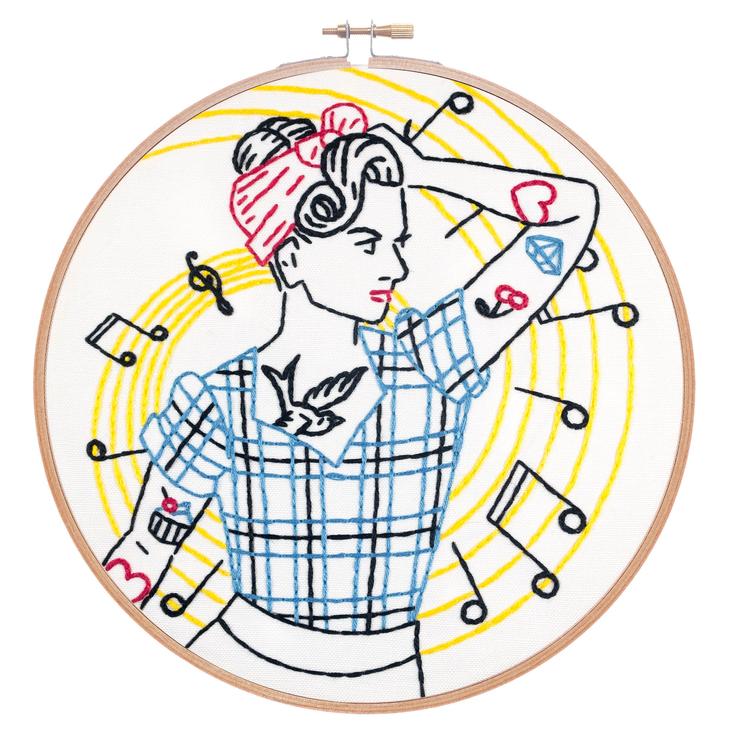 Rockabilly Girl - PopLush Embroidery - Embroidery Kit