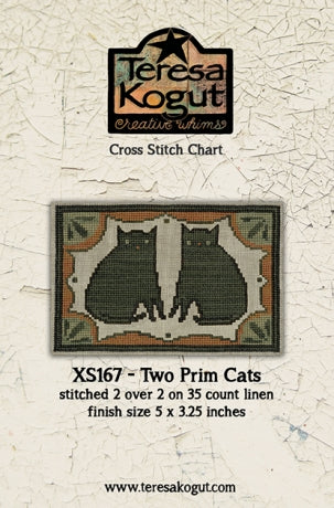Two Prim Cats - Teresa Kogut - Cross Stitch Pattern