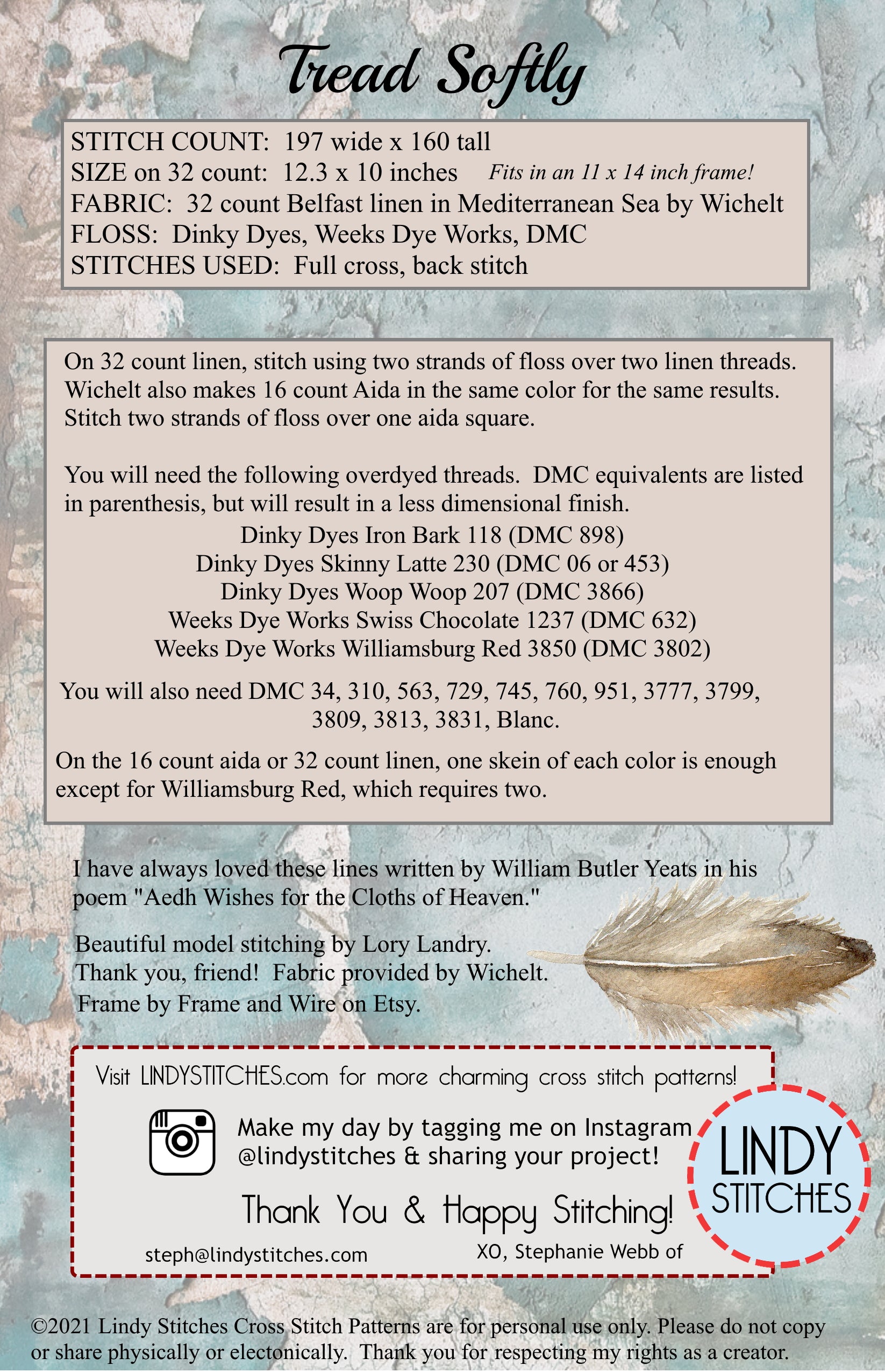 Tread Softly - Lindy Stitches - Cross Stitch Pattern