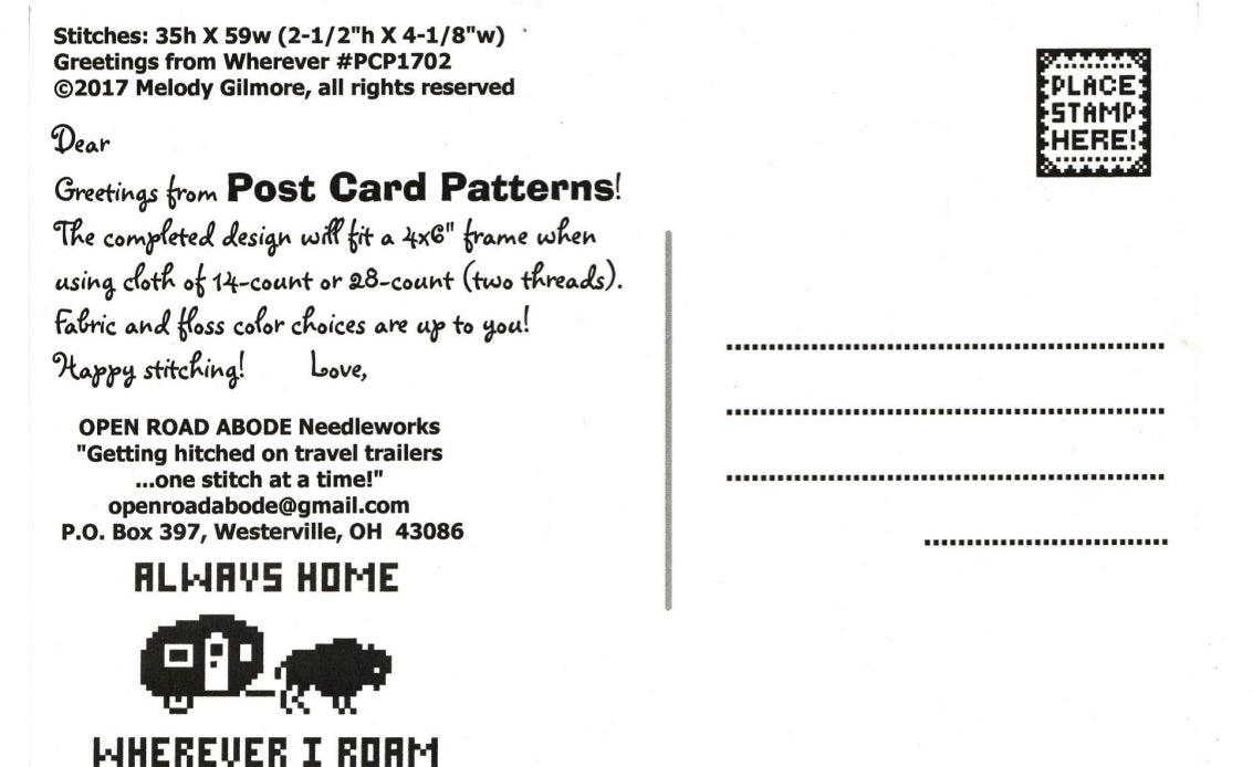 Greetings from Wherever - Open Road Abode - Cross Stitch Pattern