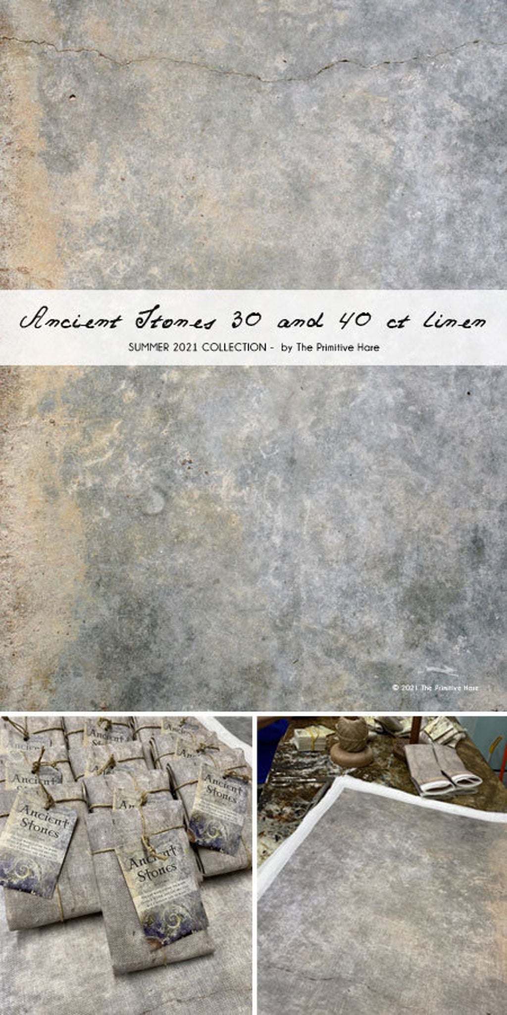 40 ct Linen "Ancient Stones" - The Primitive Hare - Cross Stitch Fabric