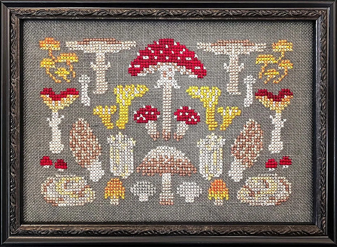 Arranging Mushrooms - Ink Circles - Cross Stitch Pattern