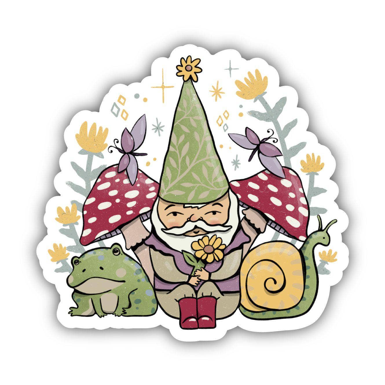 Green Elf and Frogs Fairytale Sticker - Big Moods
