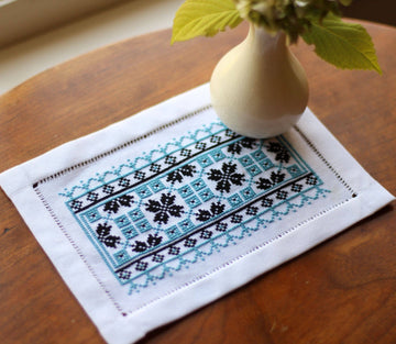 Ukrainian Crisscross Blue BitKit - Avlea Folk Embroidery - Cross Stitch Kit