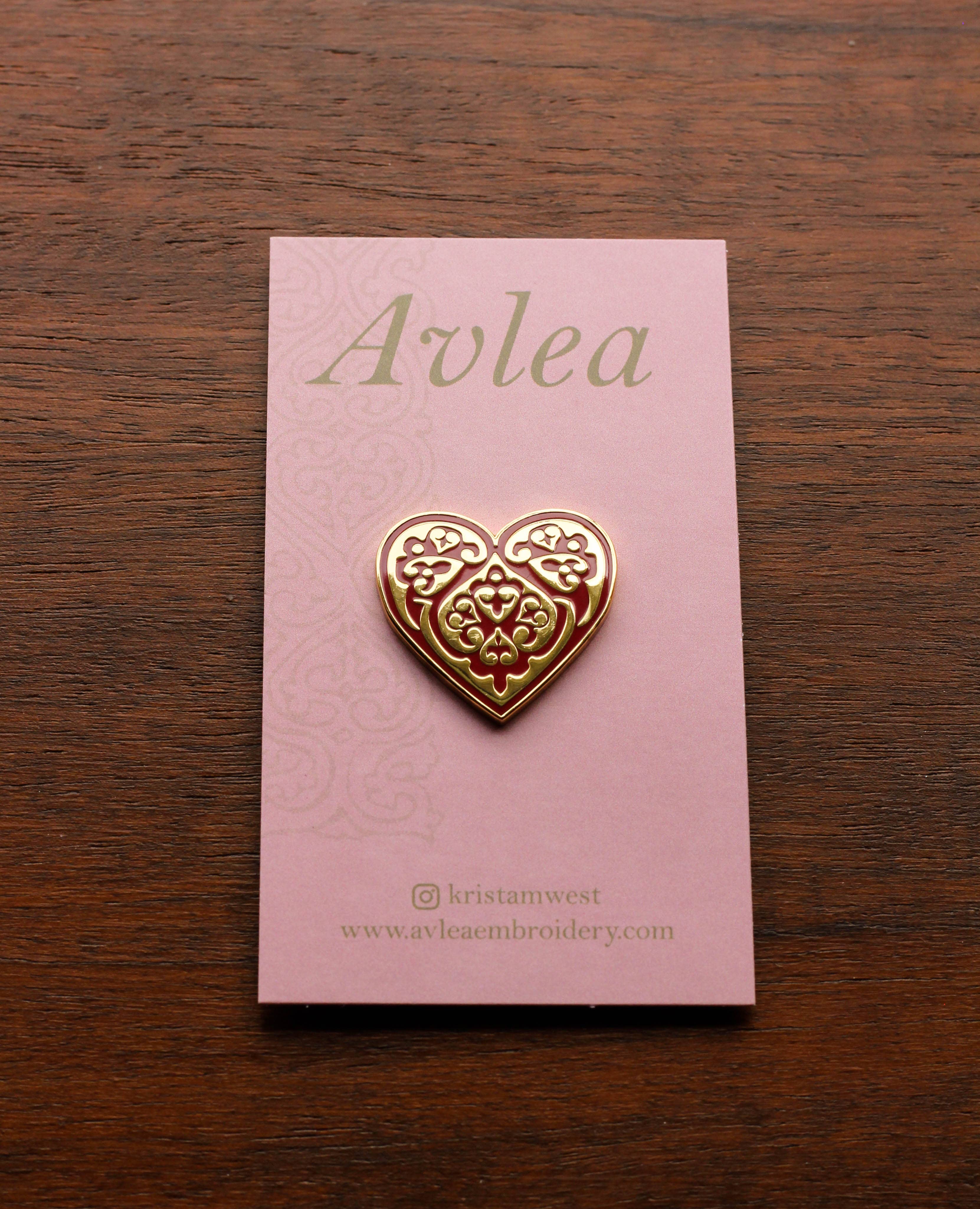 Byzantine Rose Enamel Needle Minder - Avlea Folk Embroidery - Cross Stitch Notions