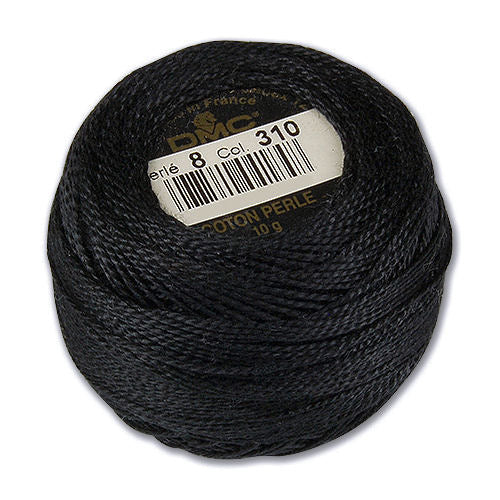 DMC Perle Cotton, Size 8, DMC 310, Pearl Cotton Ball, Black