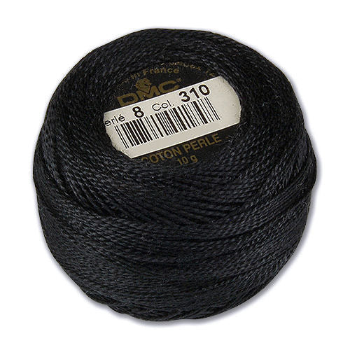 Pearl Cotton Ball Size 8 - 310 (Black) - DMC Embroidery Floss