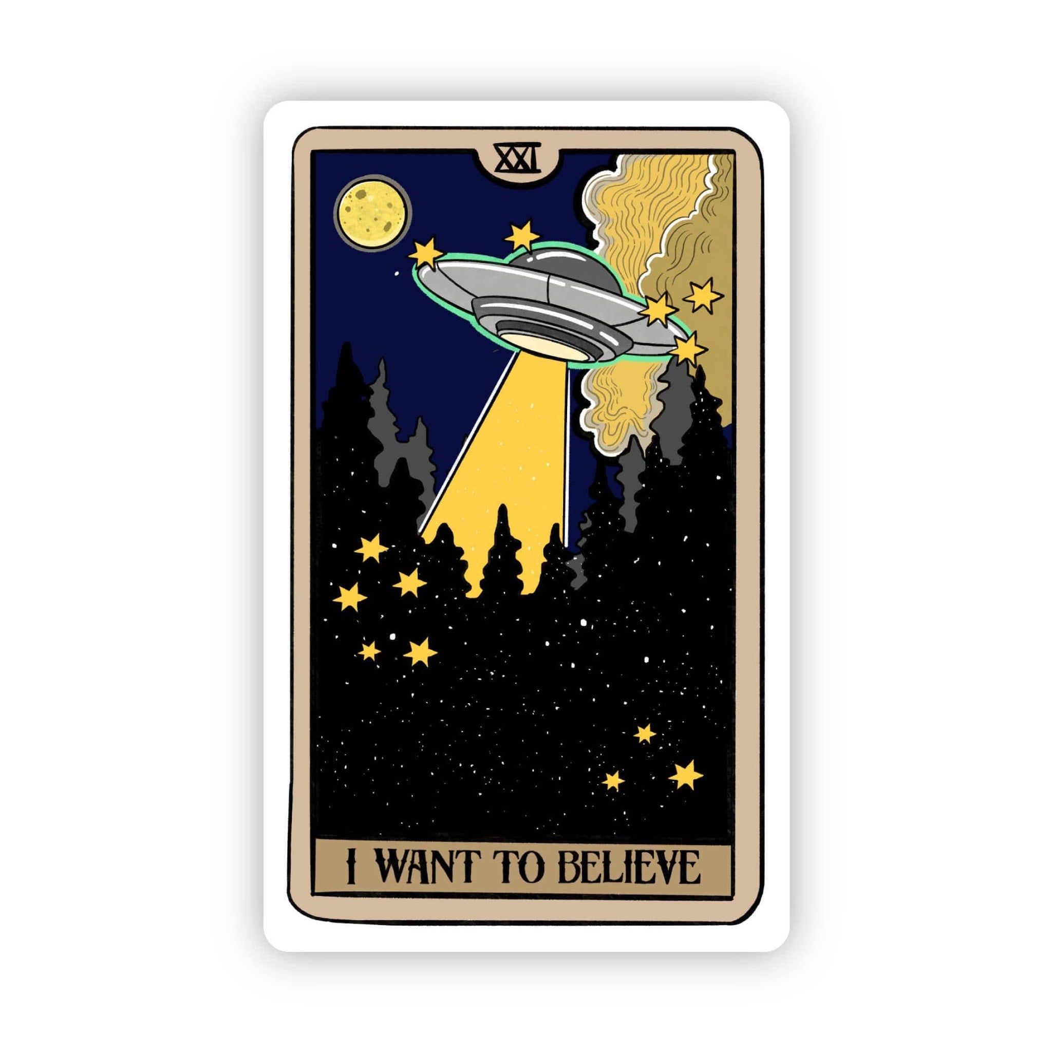 "I Want To Believe" UFO Tarot Card Sticker - Big Moods