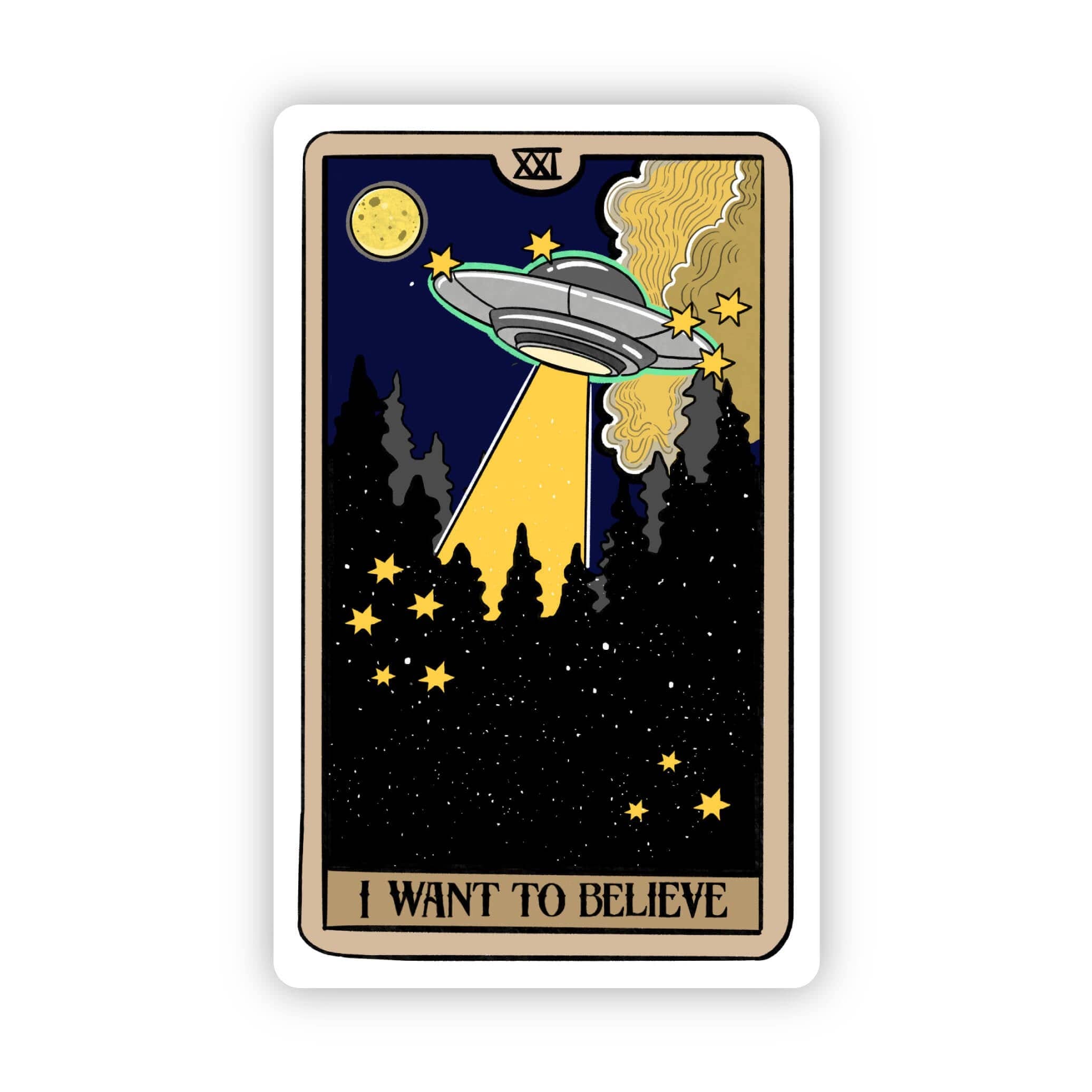 "I Want To Believe" UFO Tarot Card Sticker - Big Moods