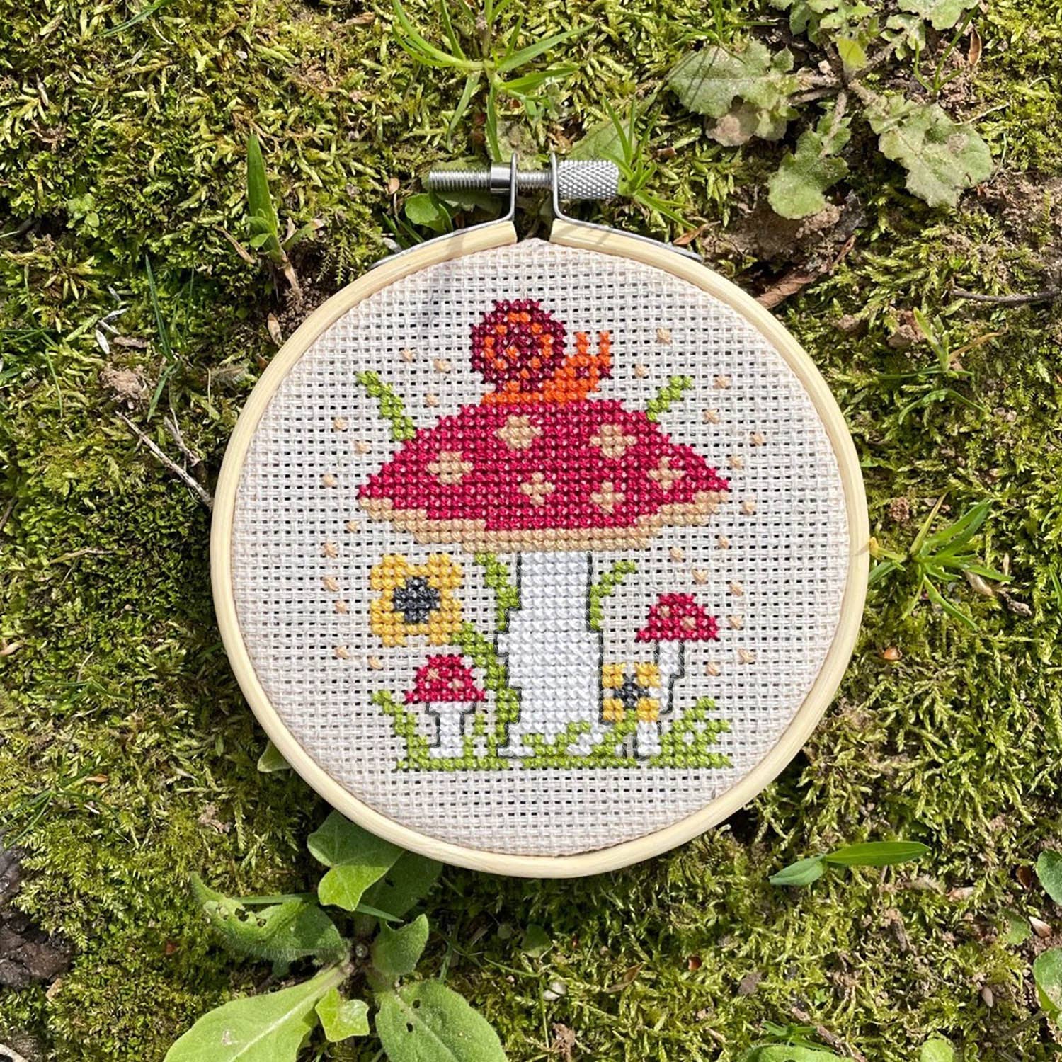Mushrooms Cross Stitch Kit - Spot Colors