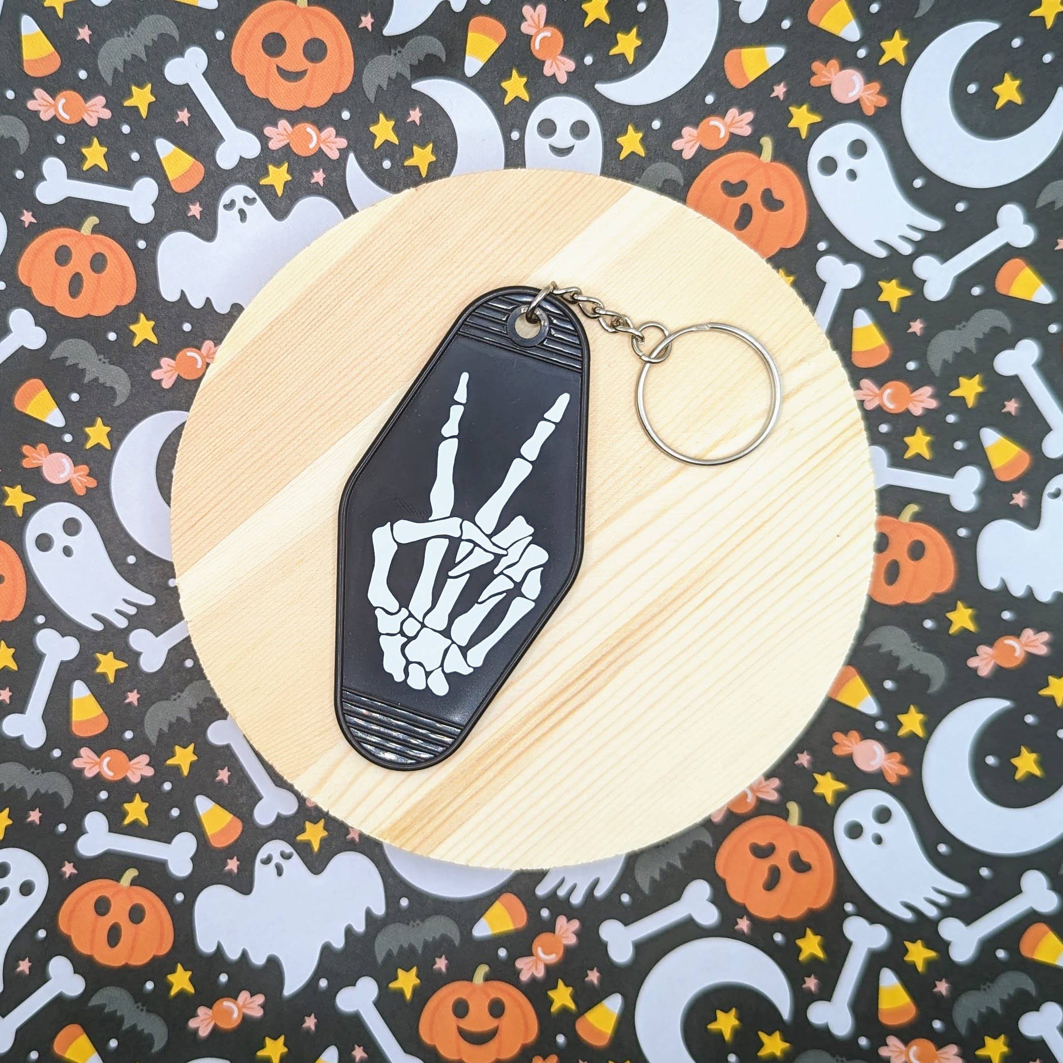 Skeleton Peace Sign Keychain - Violet Poppy Designs - Stitch Box Vault