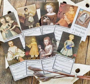 Colonial Girls & Their Dolls Needlework Labels - Kathy Barrick