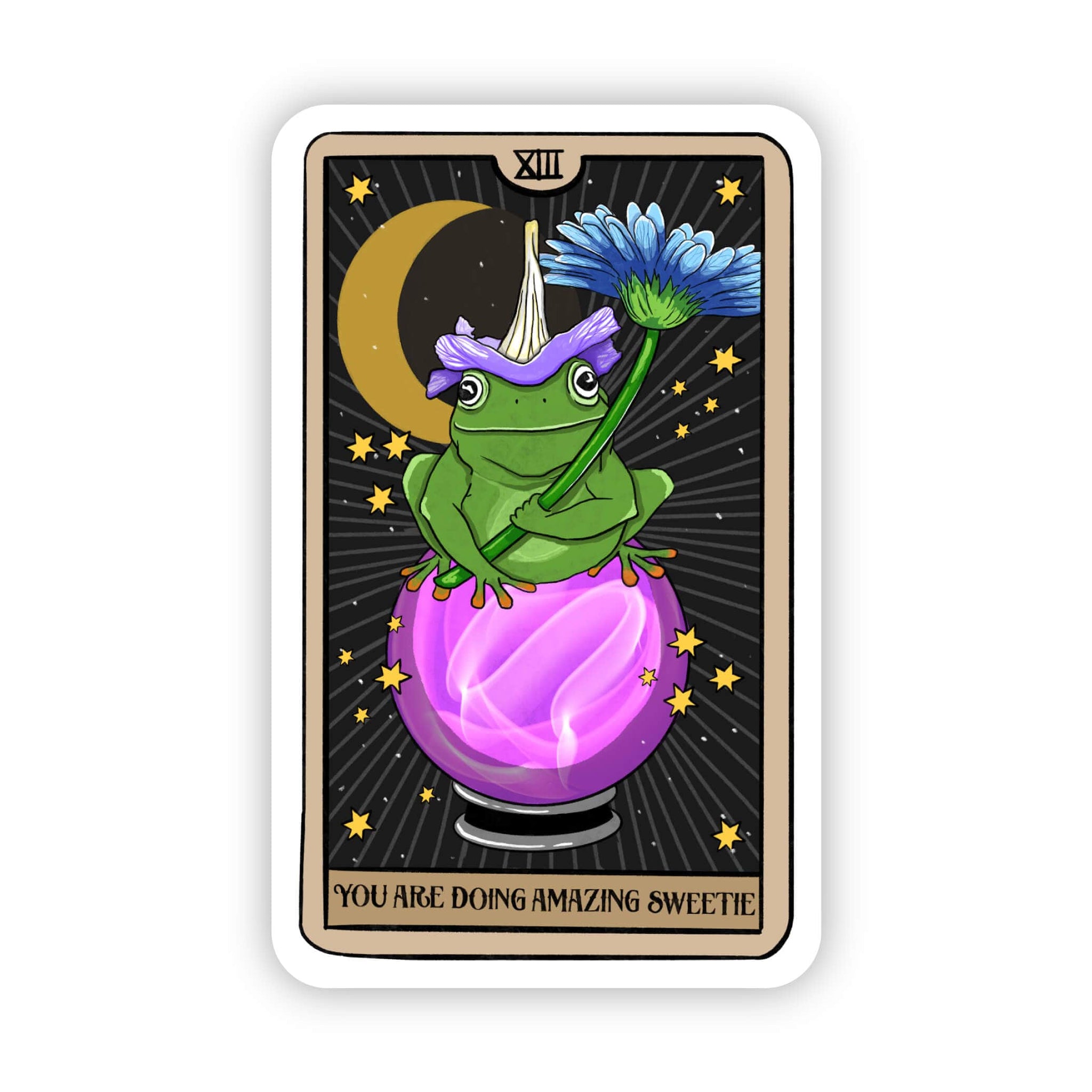 "You are doing amazing sweetie" Frog Tarot Card Sticker - Big Moods