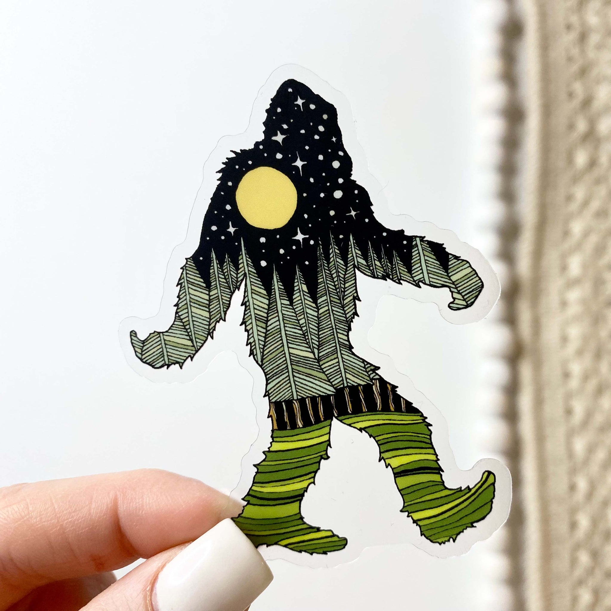 Bigfoot in the Forest Clear Sticker - Big Moods