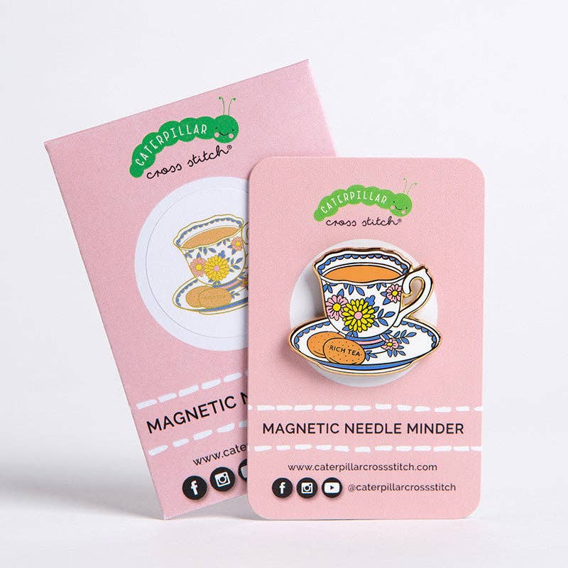 Teacup Needle Minder - Caterpillar Cross Stitch - Notions