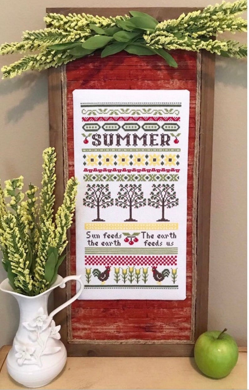 Summer Sampler Banner - Sapphire Mountain Handcrafts - Cross Stitch Pattern