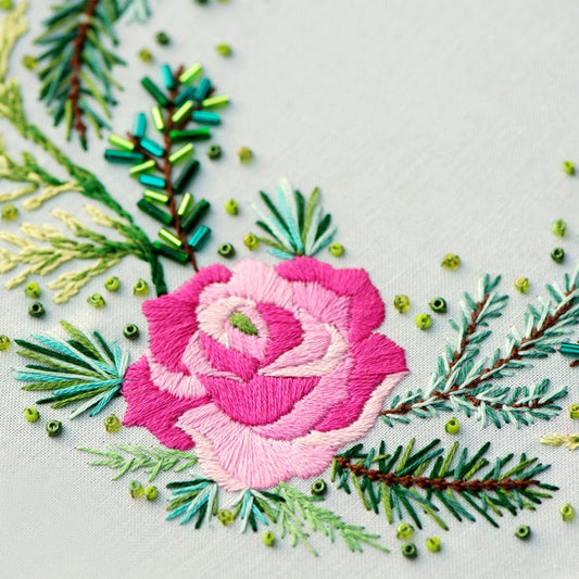 Roses and Pine Wreath - Lolli & Grace - Embroidery Kit