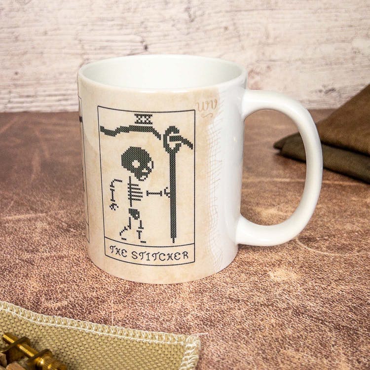 Primitive Tarot Ceramic Mug - Wild Violet Cross Stitch - Gifts