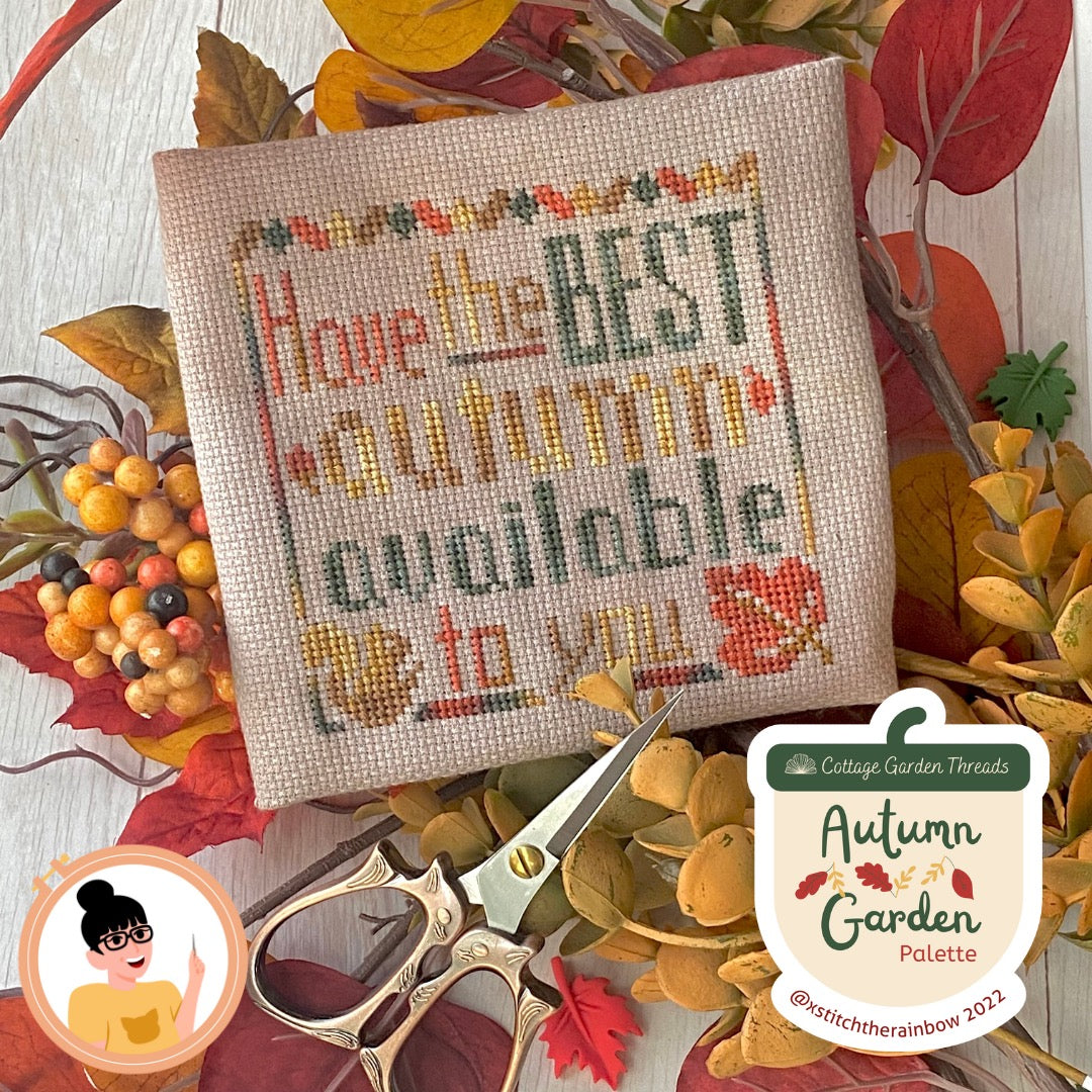 Best Autumn Available (Autumn Garden Palette Series) - TopKnot Stitcher Shop - Cross Stitch Pattern