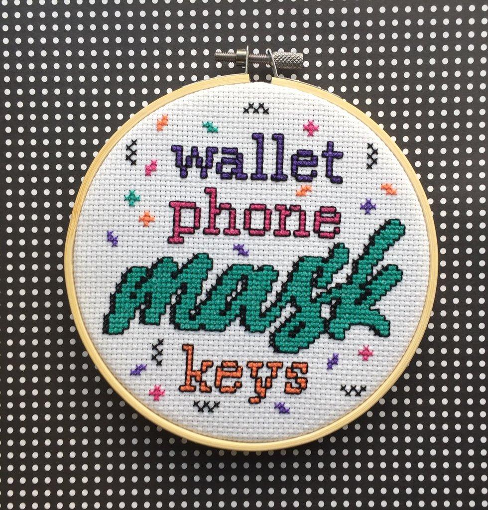 Wallet Phone Mask Keys - Spot Colors - Cross Stitch Kit