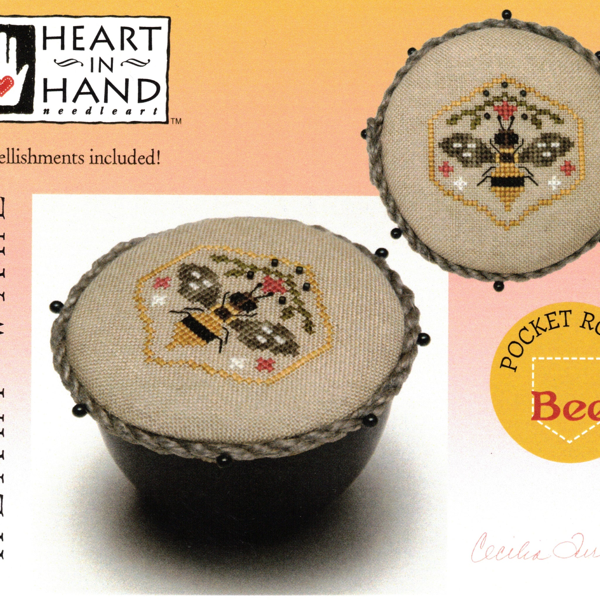 Pocket Round Bee - Heart in Hand - Cross Stitch Pattern