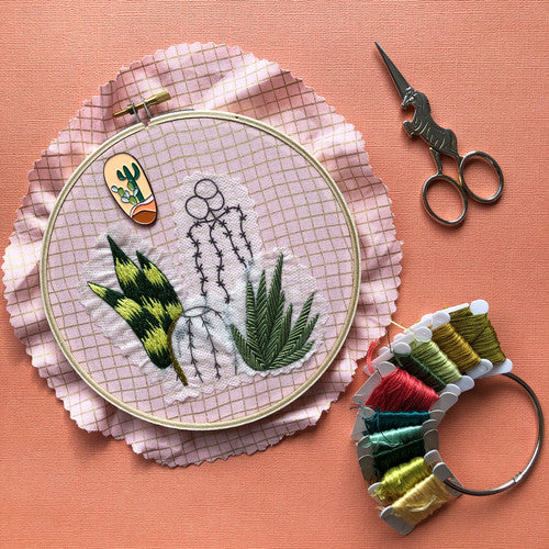Detailed Cactus Designs Peel, Stick, & Stitch - MCreativeJ - Embroidery Pattern