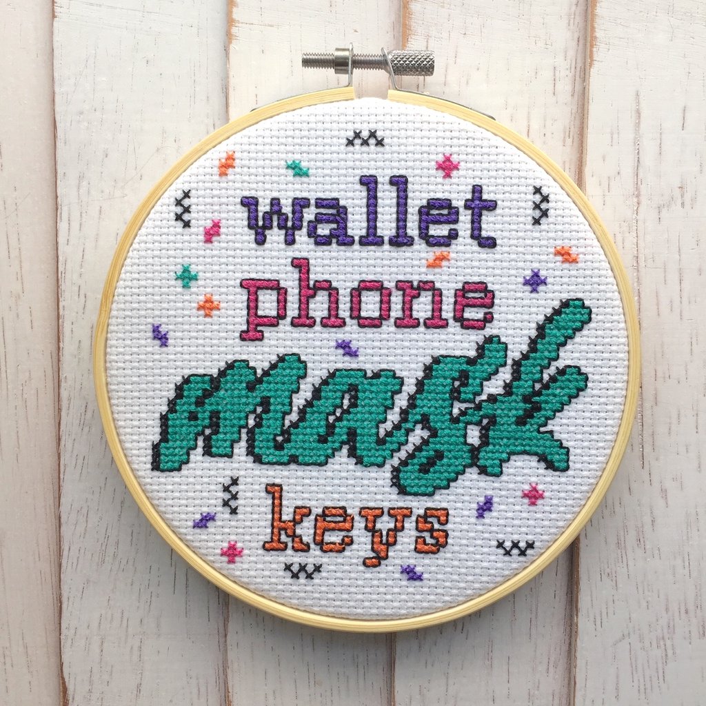 Wallet Phone Mask Keys - Spot Colors - Cross Stitch Kit