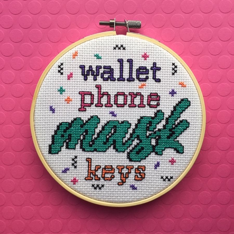 Wallet Phone Mask Keys - Spot Colors - Cross Stitch Kit