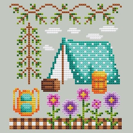 Happy Tent (Happy Camper #3) - Shannon Christine Designs - Cross Stitch Pattern