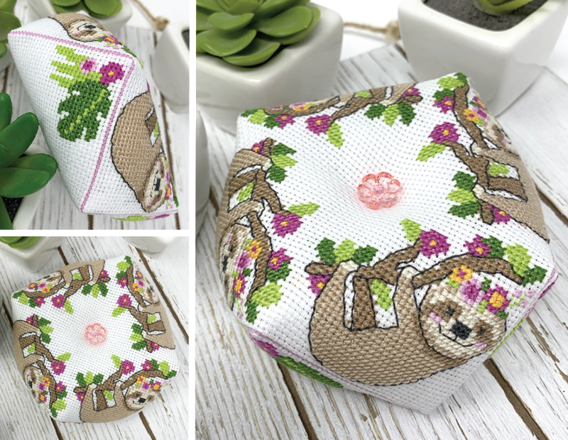 Sloth Biscornu (2020 Biscornu of the Month #7) - Tiny Modernist - Cross Stitch Pattern