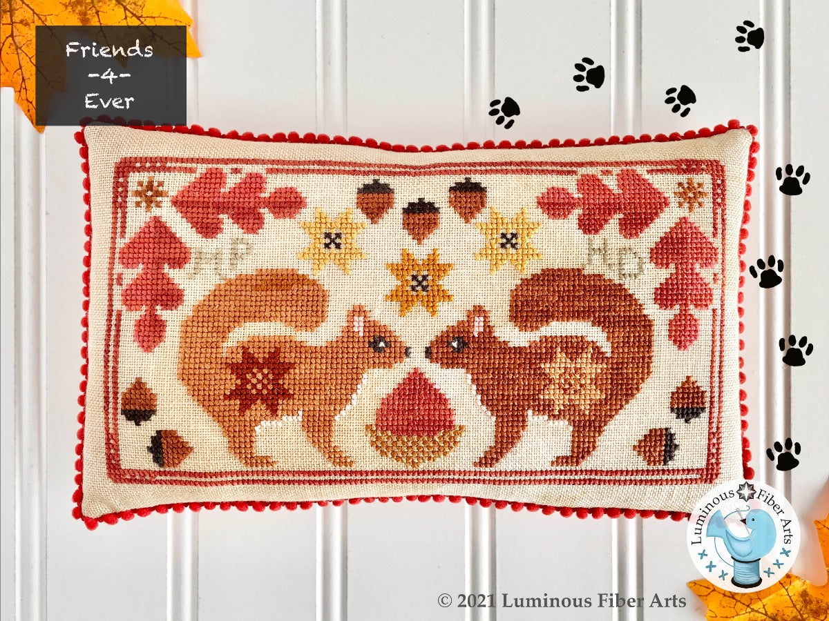 Friendship Series: Stashing Squirrels - Luminous Fiber Arts - Cross Stitch Pattern