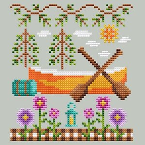Happy Canoe (Happy Camper #2) - Shannon Christine Designs - Cross Stitch Pattern
