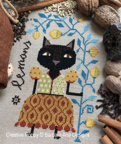 Lemon Cat - Barbara Ana Designs - Cross Stitch Pattern