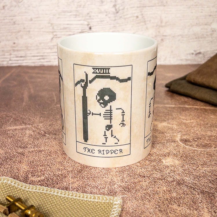 Primitive Tarot Ceramic Mug - Wild Violet Cross Stitch - Gifts