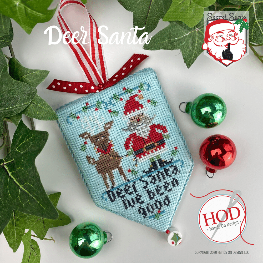 Deer Santa (Secret Santa #5) - Hands On Design - Cross Stitch Pattern