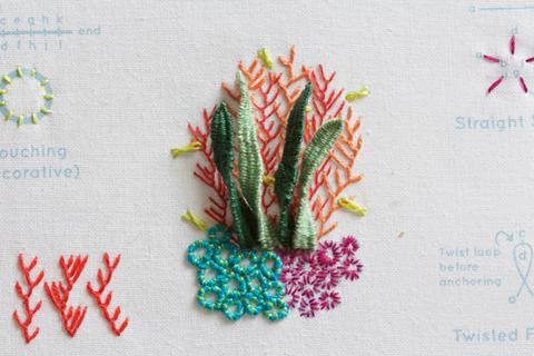 Coral Reef Embroidery Stitch Sampler - Kiriki Press - Embroidery Kit
