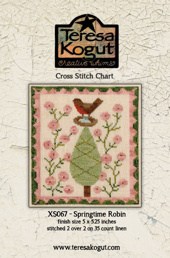 Springtime Robin - Teresa Kogut - Cross Stitch Pattern
