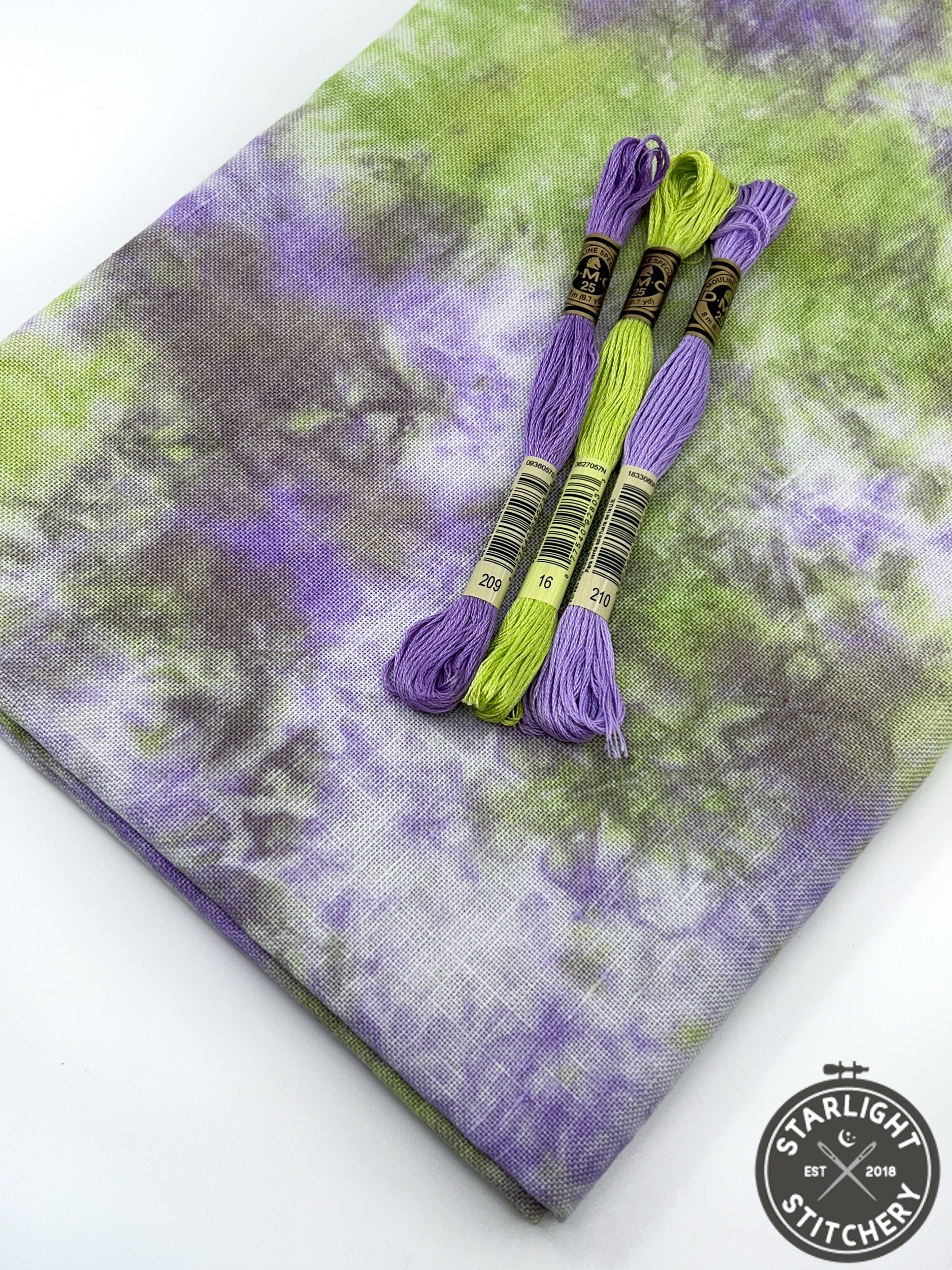 "Witch's Brew" Linen - Lapin Loops - Hand Dyed Cross Stitch Fabric