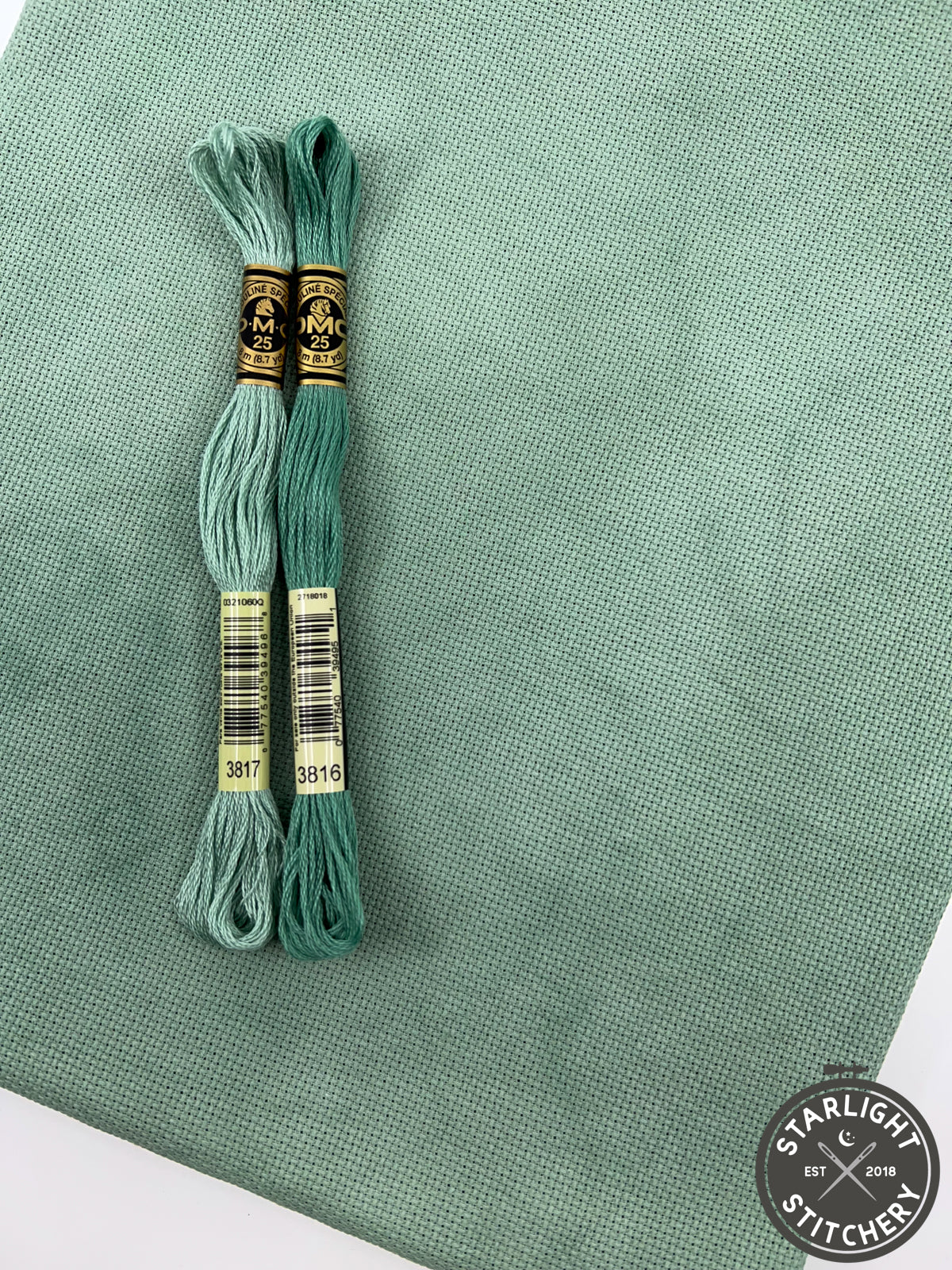 "Creme de Menthe" Needle Bling Designs - Hand Dyed Cross Stitch Fabric