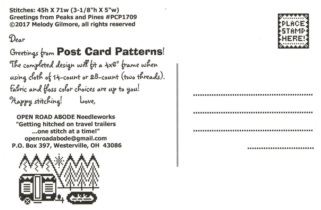 Greetings from Peaks & Pines - Open Road Abode - Cross Stitch Pattern