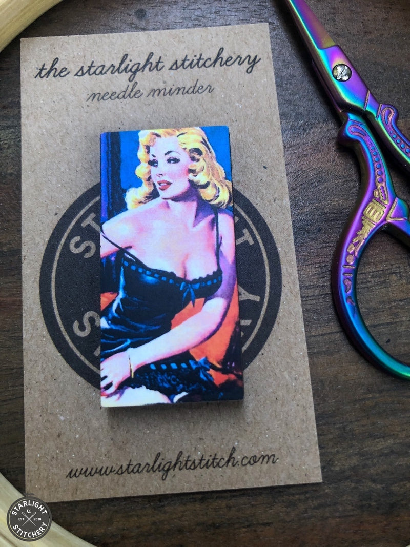 Vintage Pinup Girl Wooden Needle Minders